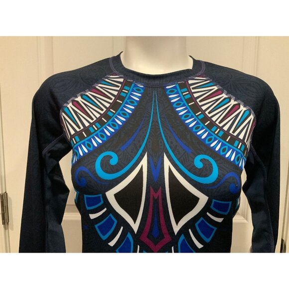 Athleta Gray Geometric Aztec Patterned Long Sleeve Cool Down Shirt, Size XXS - Picture 2 of 8